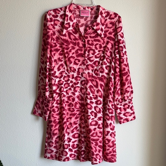 kate spade Dresses & Skirts - KATE SPADE PANTHERA Pink Leopard Shirt Dress